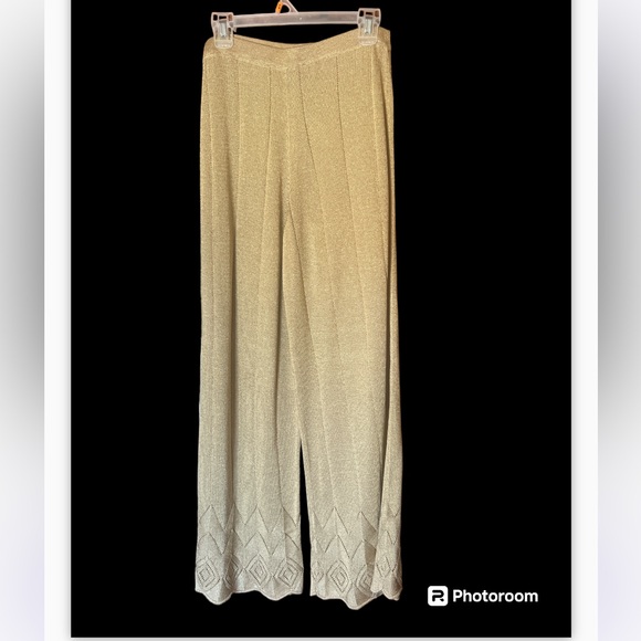 Louisa Spagnoli gold sparkly knit pants high waist - Picture 5 of 9